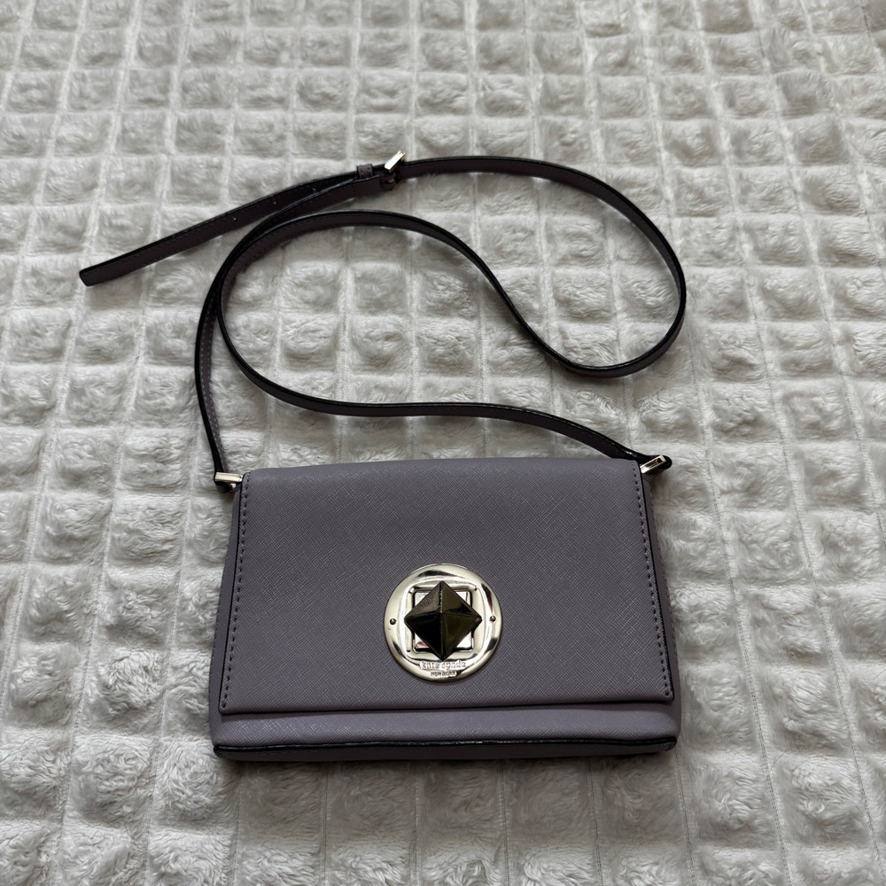 Kate Spade Newbury Lane Sally Purple Leather Crossbody Bag Hands Free Classic